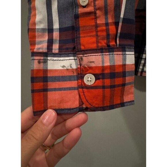 Urban Pipeline Red Blue Checked Button Up Dress Shirt Boys Size Large - Picture 2 of 8